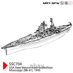 1/350 Model USS New Mexico Class Mississippi (BB-41) 1945 Battleship Full Hull