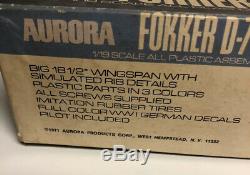 Aurora Focker D-7 1/19 Scale Model. No Cement. 1971. Unassembled. Kit # 398-400