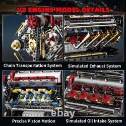 Authentic V8 Engine Model Kit 1176 PCS with USB Rechargeable Motor for Adults