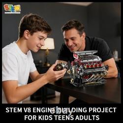 Authentic V8 Engine Model Kit 1176 PCS with USB Rechargeable Motor for Adults
