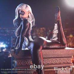 Black Cat Sexy Ver Unassembled Unpainted 3D Printing Resin Model Kits Garage Kit