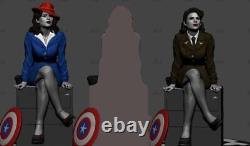 Captain America 1/6 29cm Agent Carter Unpainted Resin Model Kits Unassembled 3D