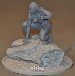 Cavewoman On T-Rex Head Resin Model. Original art Unassembled and Unpainted