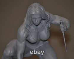 Cavewoman On T-Rex Head Resin Model. Original art Unassembled and Unpainted