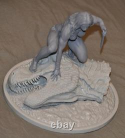 Cavewoman On T-Rex Head Resin Model. Original art Unassembled and Unpainted