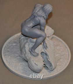 Cavewoman On T-Rex Head Resin Model. Original art Unassembled and Unpainted