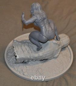 Cavewoman On T-Rex Head Resin Model. Original art Unassembled and Unpainted
