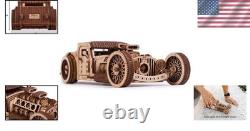 Hot Rod Wooden Model Car Kit DIY Retro Puzzle Rides Up to 32 Feet