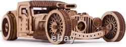 Hot Rod Wooden Model Car Kit DIY Retro Puzzle Rides Up to 32 Feet