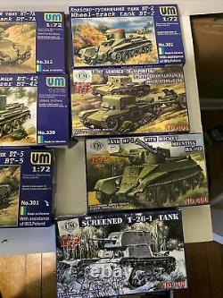 Lot Of 10 Unimodel 1/72 Scale Military Trucks, Tanks, & Armor Lot 2