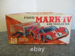 NOB VINTAGE MPC FORD MARK IV withTRAILER VAN/DISPLAY CASE UNBUILT + ORIG BOX 1/25