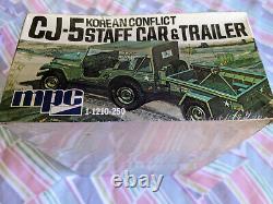 RARE! FACTORY-SEALD VINTAGE MPC CJ-5 STAFF CAR & TRAILER KOREAN WAR Kit NIB