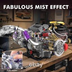 V8 Engine Model Kit That Works, 1394 PCS Advanced Collectible Engine Building Bl