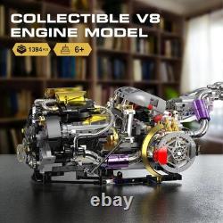V8 Engine Model Kit That Works, 1394 PCS Advanced Collectible Engine Building Bl