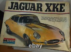 Vintage Jaguar XKE Monogram Large Model Car Unassembled 1/8 Scale Plastic Kit