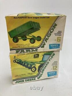 Vtg Rare ERTL John Deere 1/25 Model Kit # 12 Plow & # 6 Wagon Vtg Sealed Kits