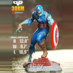 Zombie Captain America Unassembled Unpainted 3D Printing Resin Model Kits H31CM